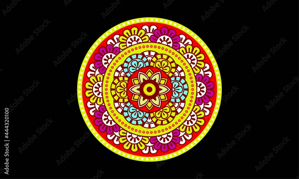 Beautiful Indian floral ornament. Ethnic Mandala. Henna tattoo style. hand drawn design.coloring book
