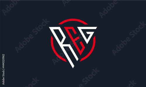 Initial Letter R E G triangle modern logo Red & White color

