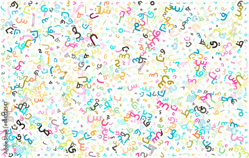 Colorful vector background made from Arabic alphabets, letters or characters in flat style.