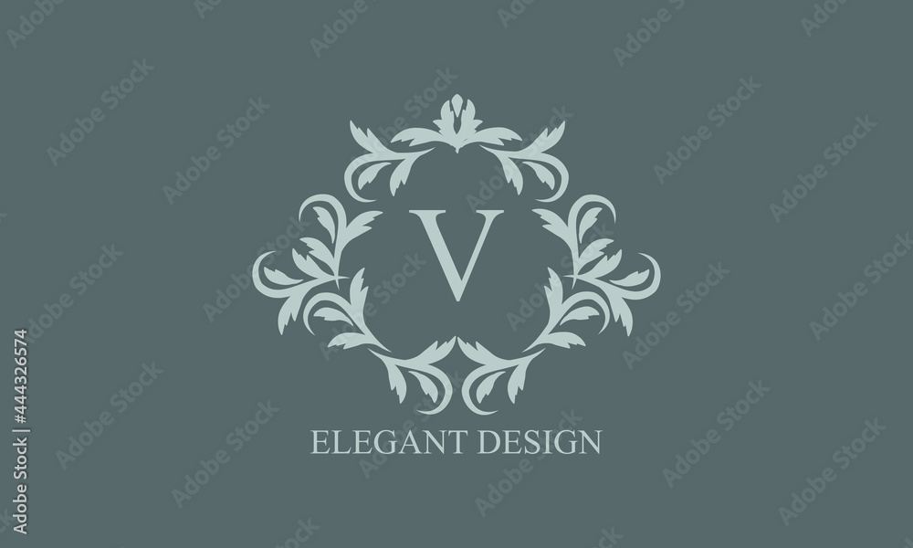 Exquisite monogram. Elegant emblem. Logo design with the letter V. Graceful business sign template, identity for restaurant, royalty, boutique, cafe, hotel, heraldic, jewelry, fashion. Exquisite monogram. Elegant emblem. Logo design with the letter V. Graceful business sign template, identity for restaurant, royalty, boutique, cafe, hotel, heraldic, jewelry, fashion.