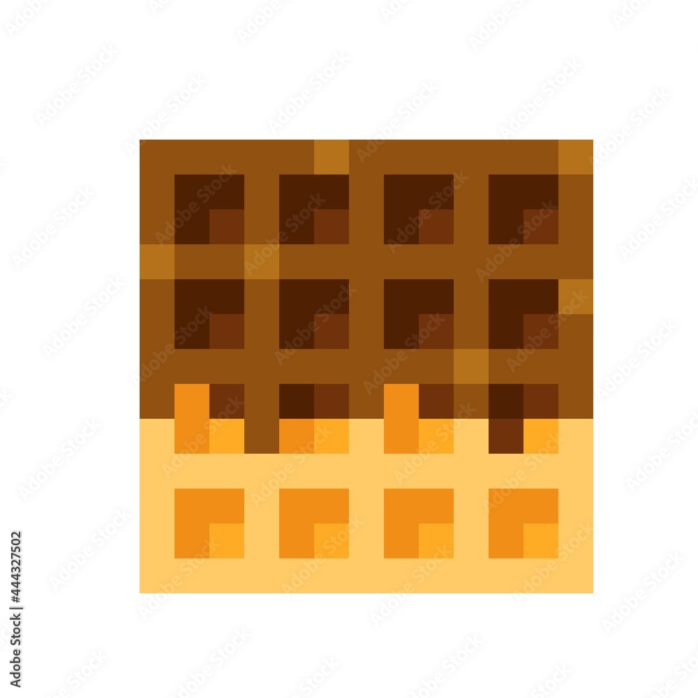 Square waffle pixel art. Vector illustration. Valentine's Day
