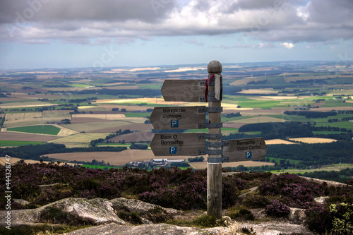 Directional sign to Bennachie. Aberdeenshire, Scotland, UK photo