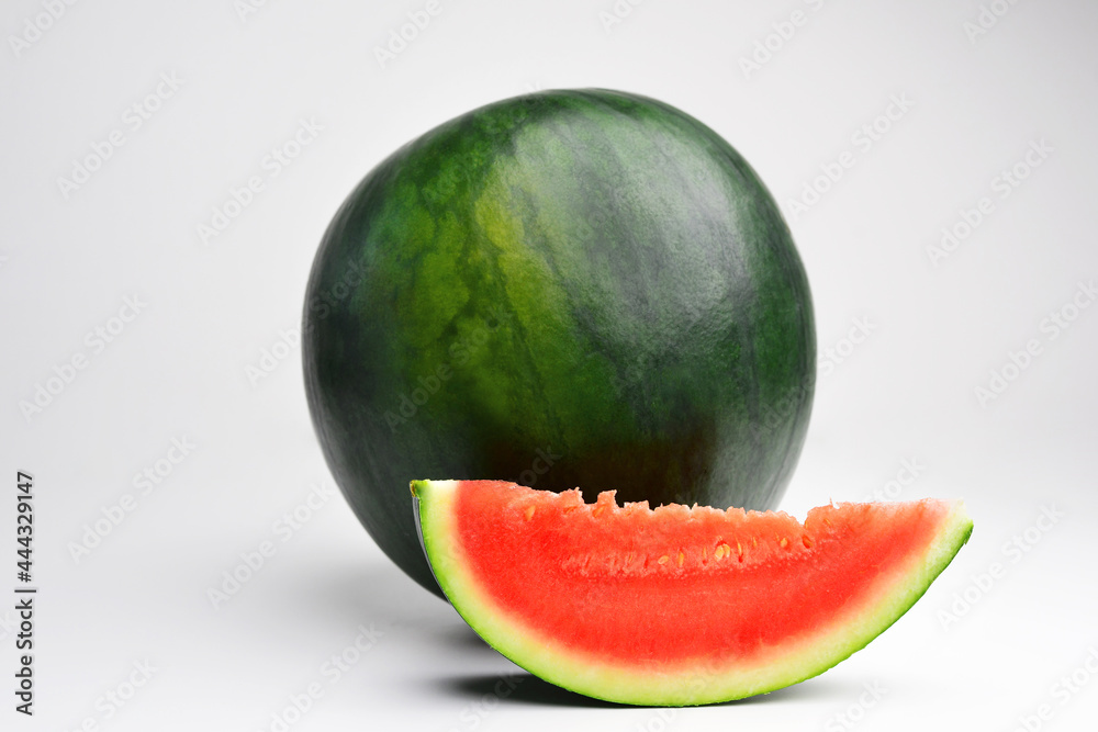 Fresh Watermelon with sliced isolated on white background. Watermelon isolated on white background. Big set fresh peach fruits. Professional studio macro shooting. Fresh Watermelon with sliced isolated on white background. Watermelon isolated on white background. Big set fresh peach fruits. Professional studio macro shooting.