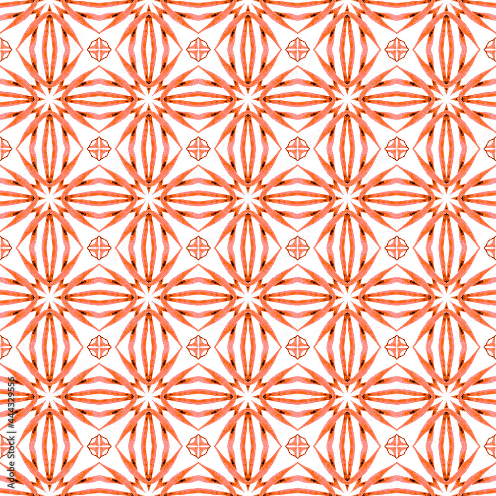 Ethnic hand painted pattern. Orange breathtaking