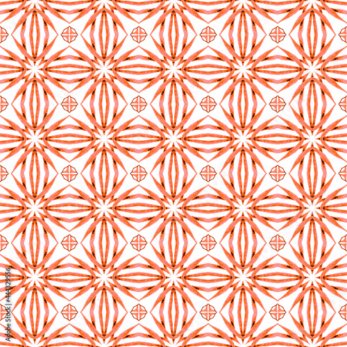 Ethnic hand painted pattern. Orange breathtaking