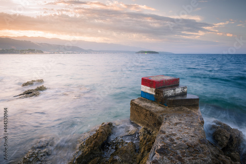 Beaiutiful seascape of the coast near Rab in croatia rt Frkanj photo