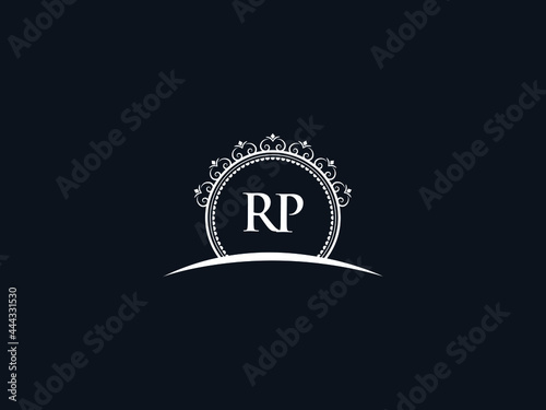 Luxury RP Letter, initial Black rp Logo Icon Vector For Hotel Heraldic Jewelry Fashion Royalty With Brand Identity and Print Template Image