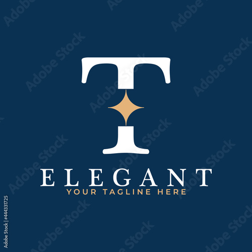 Initial Letter T Star Logo Design. T Letter with Star Icon Combination. Usable for Business and Branding Logos.