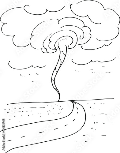 sketch tornado. freehand drawing of   a natural phenomenon illustration . vector