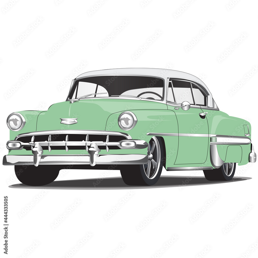 1950's Green Vintage Classic Car Illustration