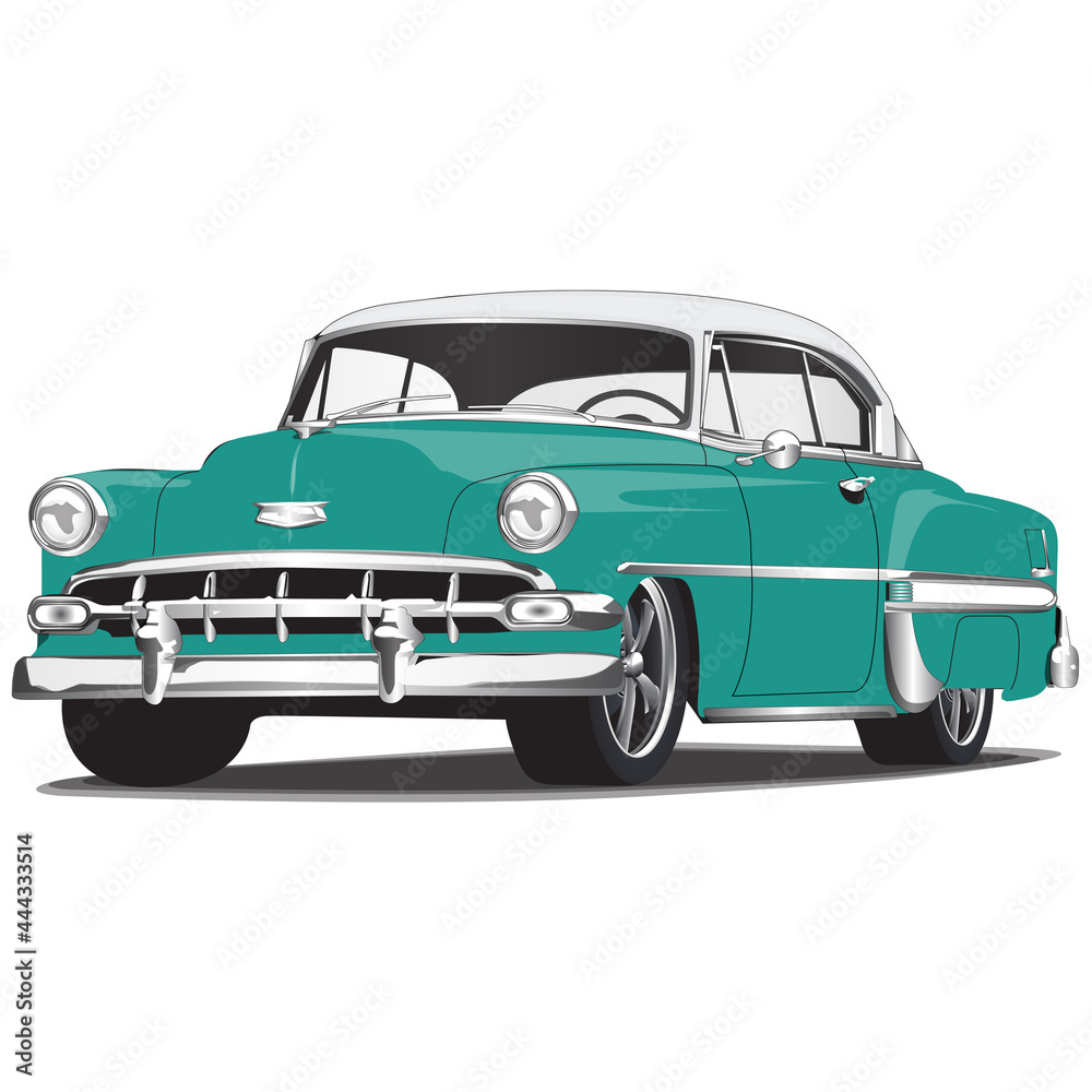 1950's Green Vintage Classic Car Illustration