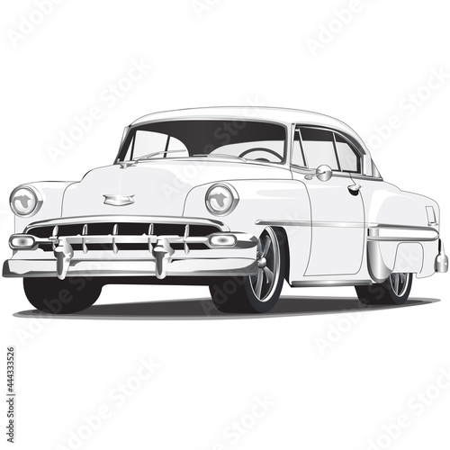 1950 s White Vintage Classic Car Illustration