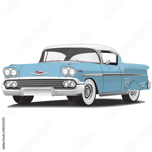 1950's Light Blue Vintage Classic Car Illustration