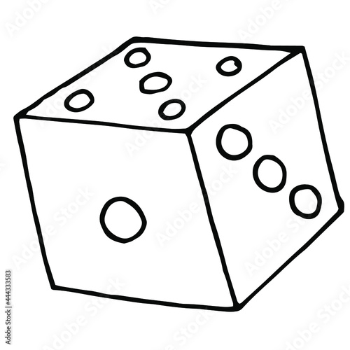 Hand draw playing cube .Logo design casino. Illustration fortune