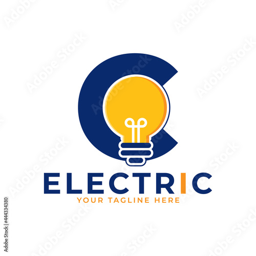 Modern Initial Letter C Smart Light Bulb Logo Design Vector Graphic Icon Template