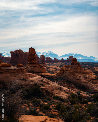 red mountain landscape in the desert of utah during winter