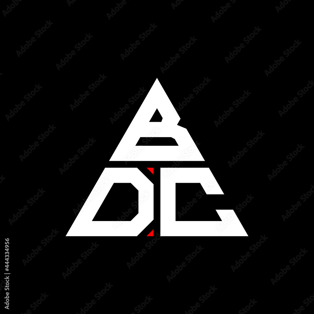 BDC triangle letter logo design with triangle shape. BDC triangle logo