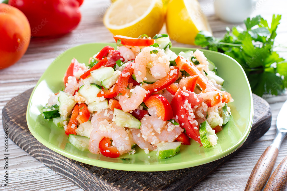 Shrimps with couscous and vegetables Shrimps with couscous and vegetables