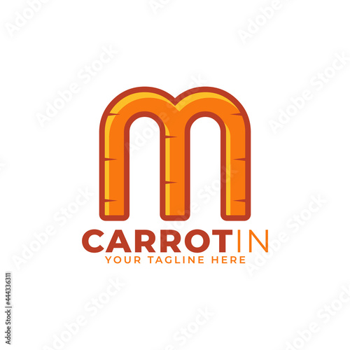 Initial Letter M Carrot Logo Design Vector. Designed for Web Site Design, Logo, App, UI