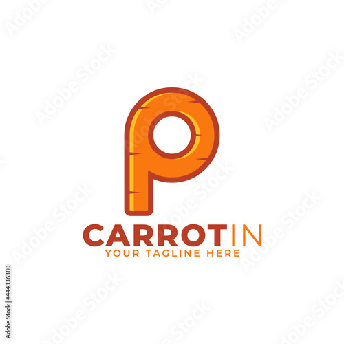 Initial Letter P Carrot Logo Design Vector. Designed for Web Site Design, Logo, App, UI