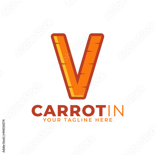 Initial Letter V Carrot Logo Design Vector. Designed for Web Site Design, Logo, App, UI