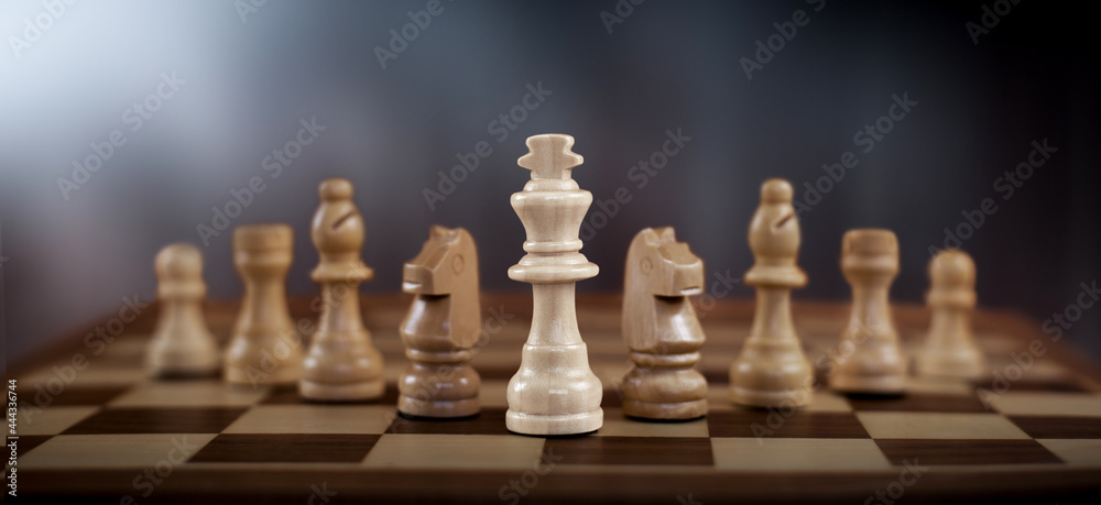 chess pieces are placed on the chessboard. business strategy concept. Teamwork. chess pieces are placed on the chessboard. business strategy concept. Teamwork.