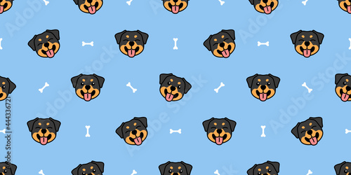 Cute rottweiler puppy cartoon seamless pattern, vector illustration