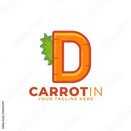 Initial Letter D Carrot Logo Design Vector. Designed for Web Site Design, Logo, App, UI
