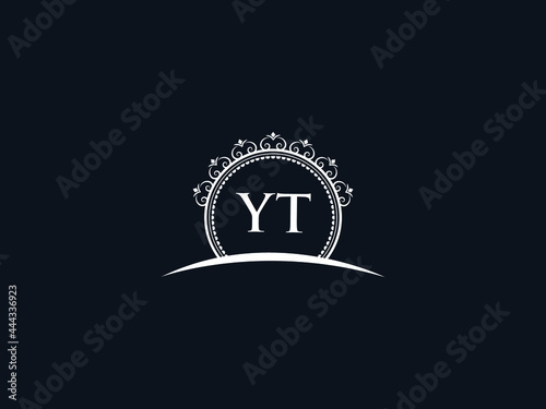 Luxury YT Letter, initial Black yt Logo Icon Vector For Hotel Heraldic Jewelry Fashion Royalty With Brand Identity and Print Template Image