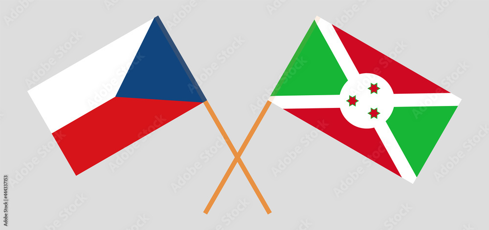 Crossed flags of Czech Republic and Burundi. Official colors. Correct proportion Crossed flags of Czech Republic and Burundi. Official colors. Correct proportion