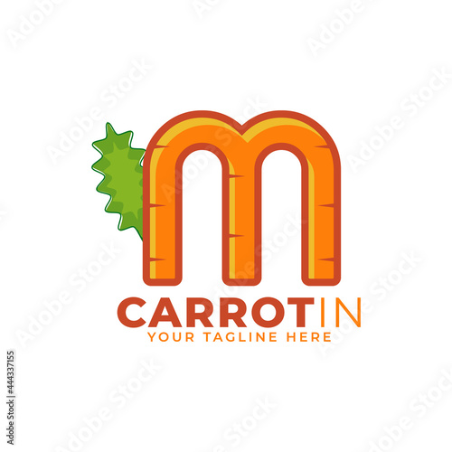 Initial Letter M Carrot Logo Design Vector. Designed for Web Site Design, Logo, App, UI