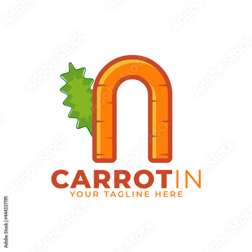 Initial Letter N Carrot Logo Design Vector. Designed for Web Site Design, Logo, App, UI