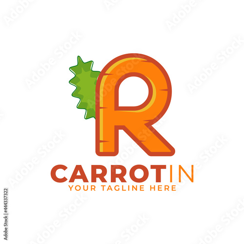 Initial Letter R Carrot Logo Design Vector. Designed for Web Site Design, Logo, App, UI