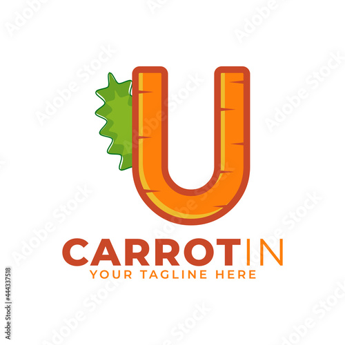 Initial Letter U Carrot Logo Design Vector. Designed for Web Site Design, Logo, App, UI