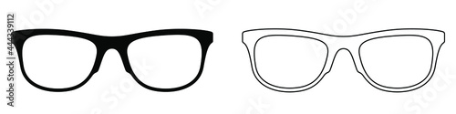 Glasses icon. Set of sunglasses icons. Vector illustration. Sunglasses vector icons. Black linear glasses icons