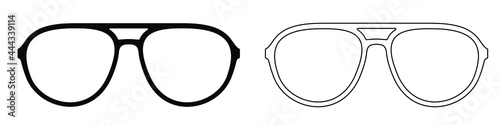 Glasses icon. Set of sunglasses icons. Vector illustration. Sunglasses vector icons. Black linear glasses icons