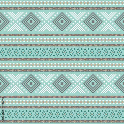 Vector seamless boho pattern. Blue geometric background in ethnic style for textile, wrap paper and wallpaper