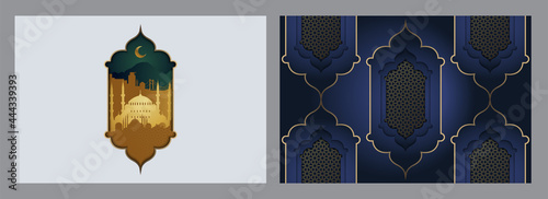 Premium Design for Feast of the Sacrif (Eid al-Adha Mubarak) Feast of the Sacrifice Greeting (Turkish: Kurban Bayraminiz Mubarek Olsun) Holy days of muslim community. Islamic decorative background.