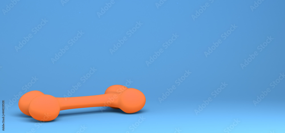 Orange bone on blue background. Banner. Abstract.3D illustration. Orange bone on blue background. Banner. Abstract.3D illustration.