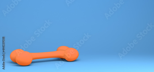 Orange bone on blue background. Banner. Abstract.3D illustration. photo