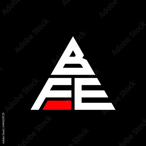 BFE triangle letter logo design with triangle shape. BFE triangle logo design monogram. BFE triangle vector logo template with red color. BFE triangular logo Simple, Elegant, and Luxurious Logo. BFE  photo