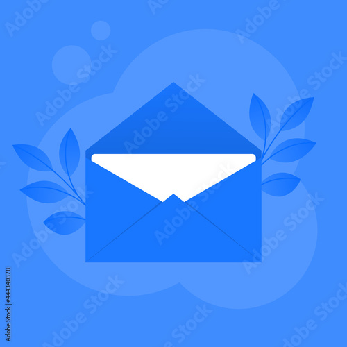 Opened the envelope with a document. The official confirmation message, e-mail delivery. Vector illustration