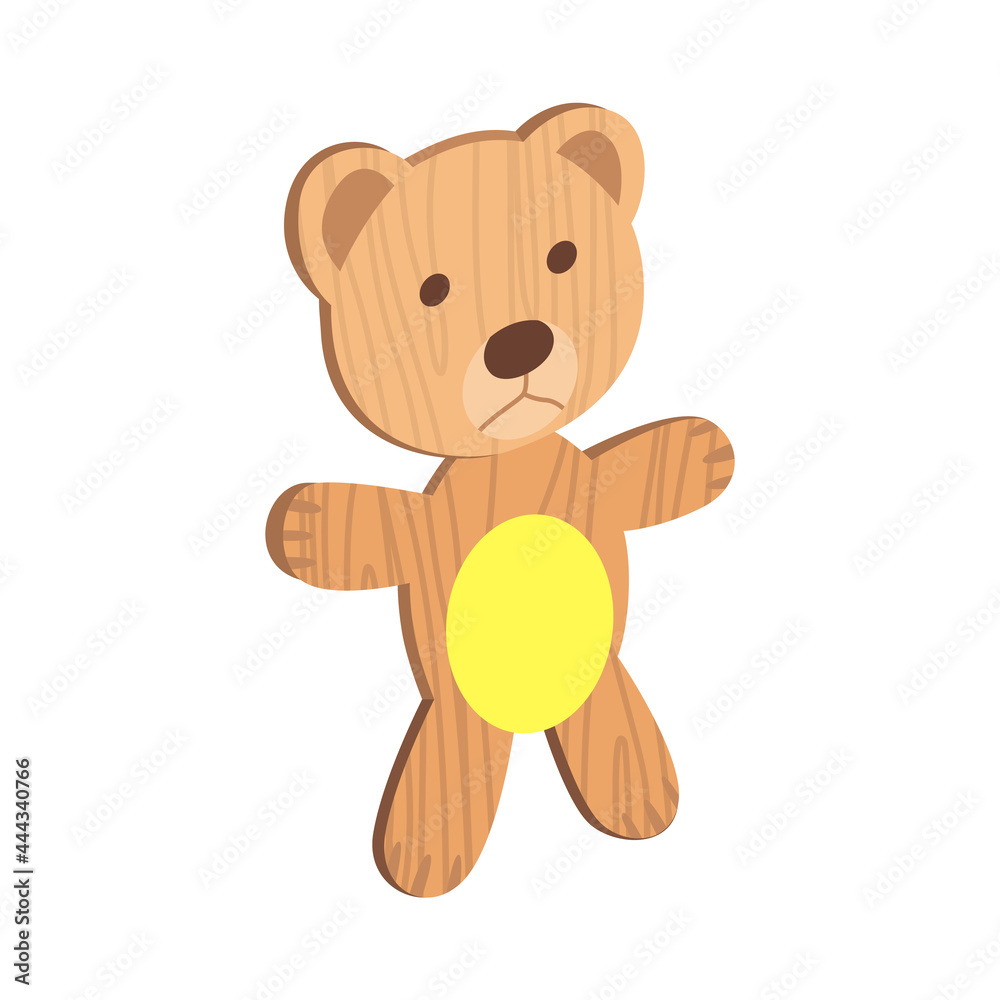 Wooden kid toy. Ecological figure of device for children. Cute bear. Retro cartoon design playing tool for baby. No plastic Wooden kid toy. Ecological figure of device for children. Cute bear. Retro cartoon design playing tool for baby. No plastic