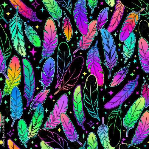 bright multicolored seamless bird feather illustration