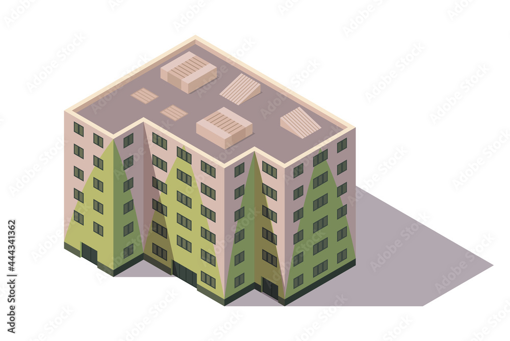 Vector isometric high rise building. City or town map construction ...