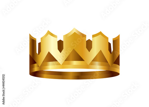 Realistic golden crown. Crowning headdress for king or queen. Royal noble aristocrat monarchy symbol. Monarch heraldic decoration
