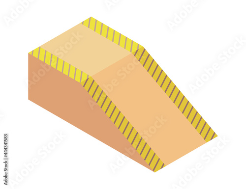 Isometric skatepark element, ramp. Infrastructure for sporty mans riding on the skateboard. Modern youth leisure. Recreation playground vector illustration