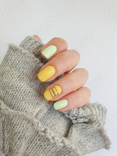 female hand beautiful manicure background 