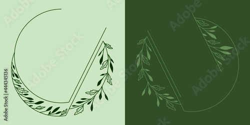Ramki z wzorem roślinnym w prostym nowoczesnym stylu. Szablony z listkami w zielonych odcieniach - zaproszenia ślubne, życzenia, planer, tło dla social media stories.