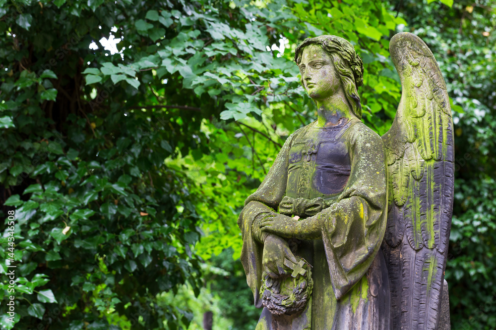 Historic Statue on the mystery old Prague Cemetery, Czech Republic Historic Statue on the mystery old Prague Cemetery, Czech Republic